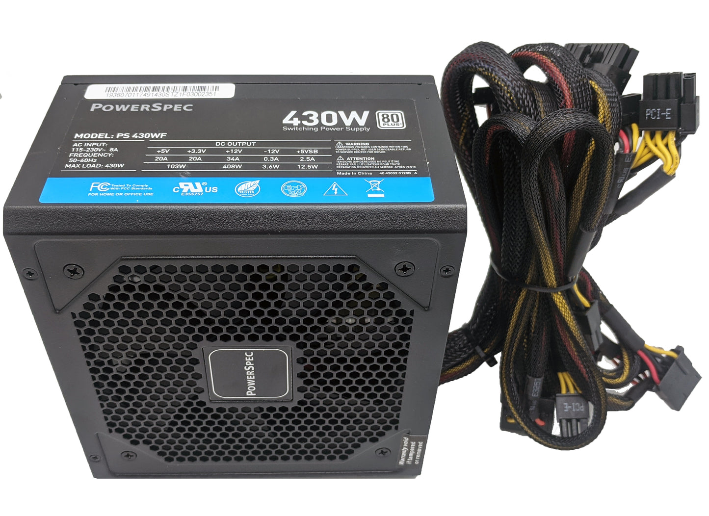 OPEN Lot 4pcs: PowerSpec 430W 80plus Approved 2x PCIe Desktop Internal PC ATX 12V Power Supply