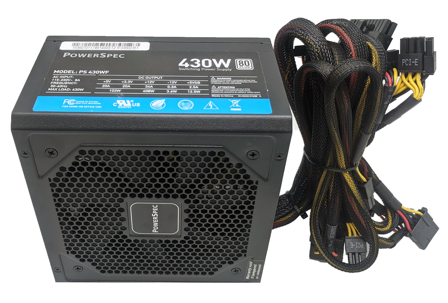 OPEN Lot 4pcs: PowerSpec 430W 80plus Approved 2x PCIe Desktop Internal PC ATX 12V Power Supply