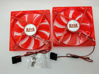2-Pack: New AZZA 135mm/140mm 4-pin Molex Quad RED LED Gaming PC Case Cooling Fan Kit