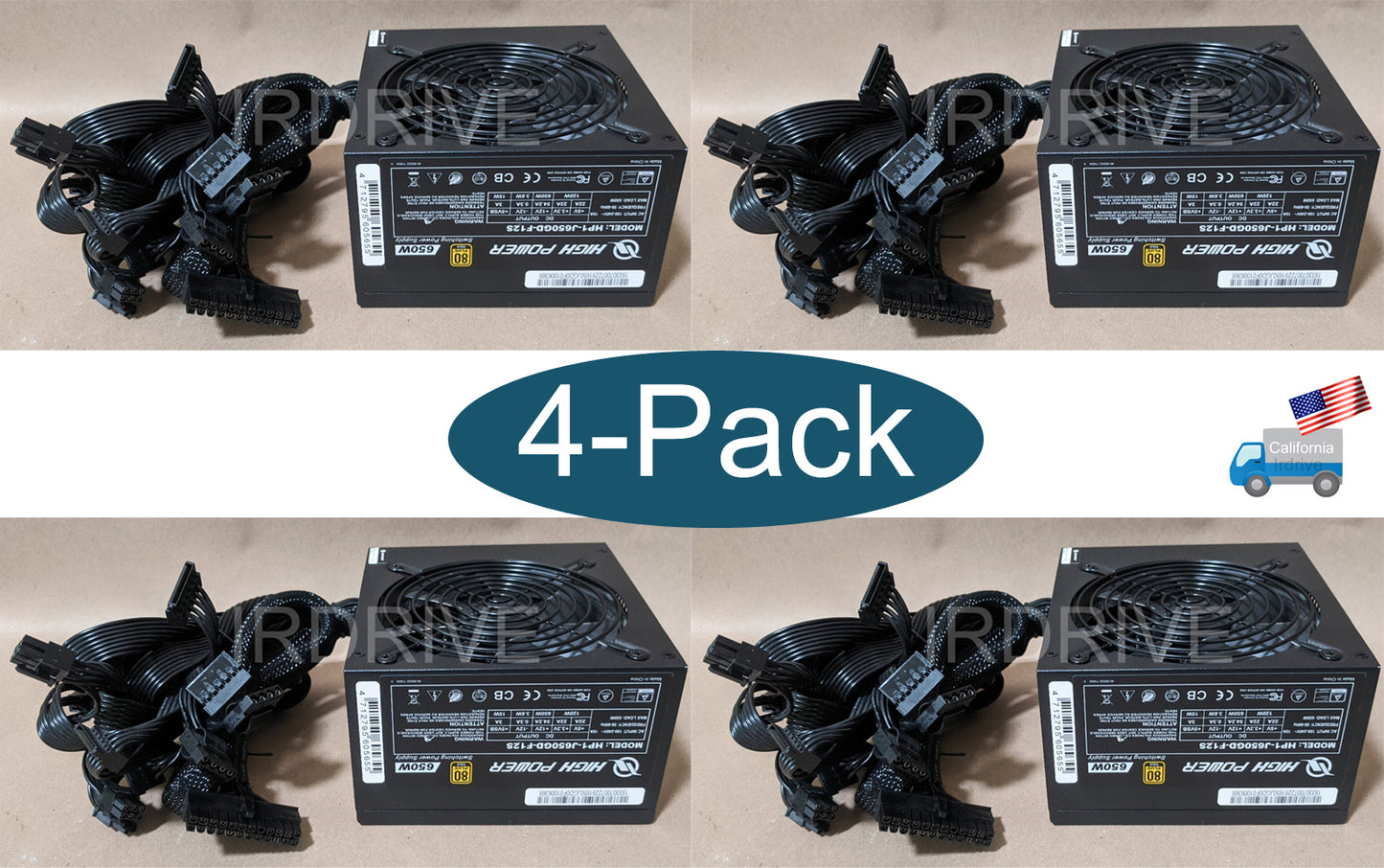 USED Lot 4pcs: HIGH POWER HP1-J650GD-F12S 650W 80plus Gold ATX/EPS 12V Gaming PC Power Supply