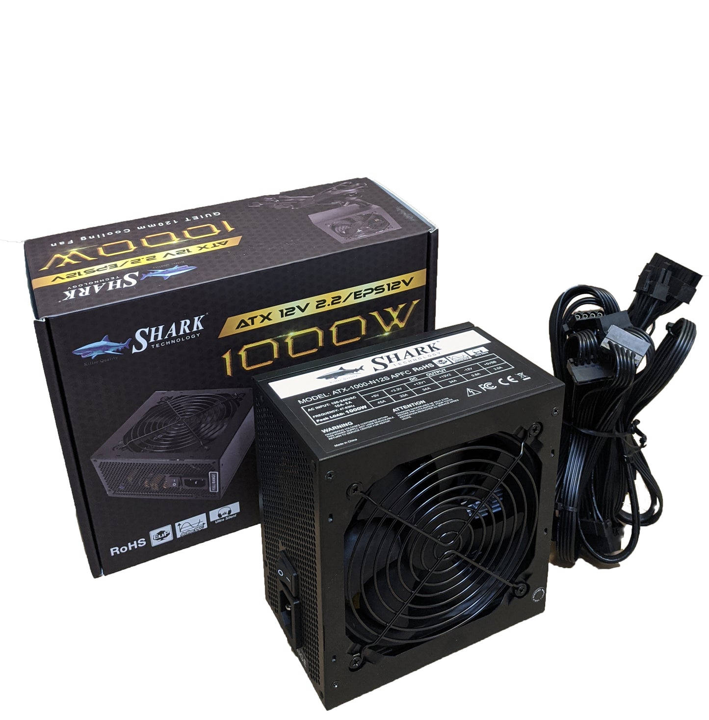 5-Pack: NEW SHARK TECHNOLOGY® 1000W Gaming PC Power Supply for AMD Ryzen 5, 7 Motherboard/GeForce GTX