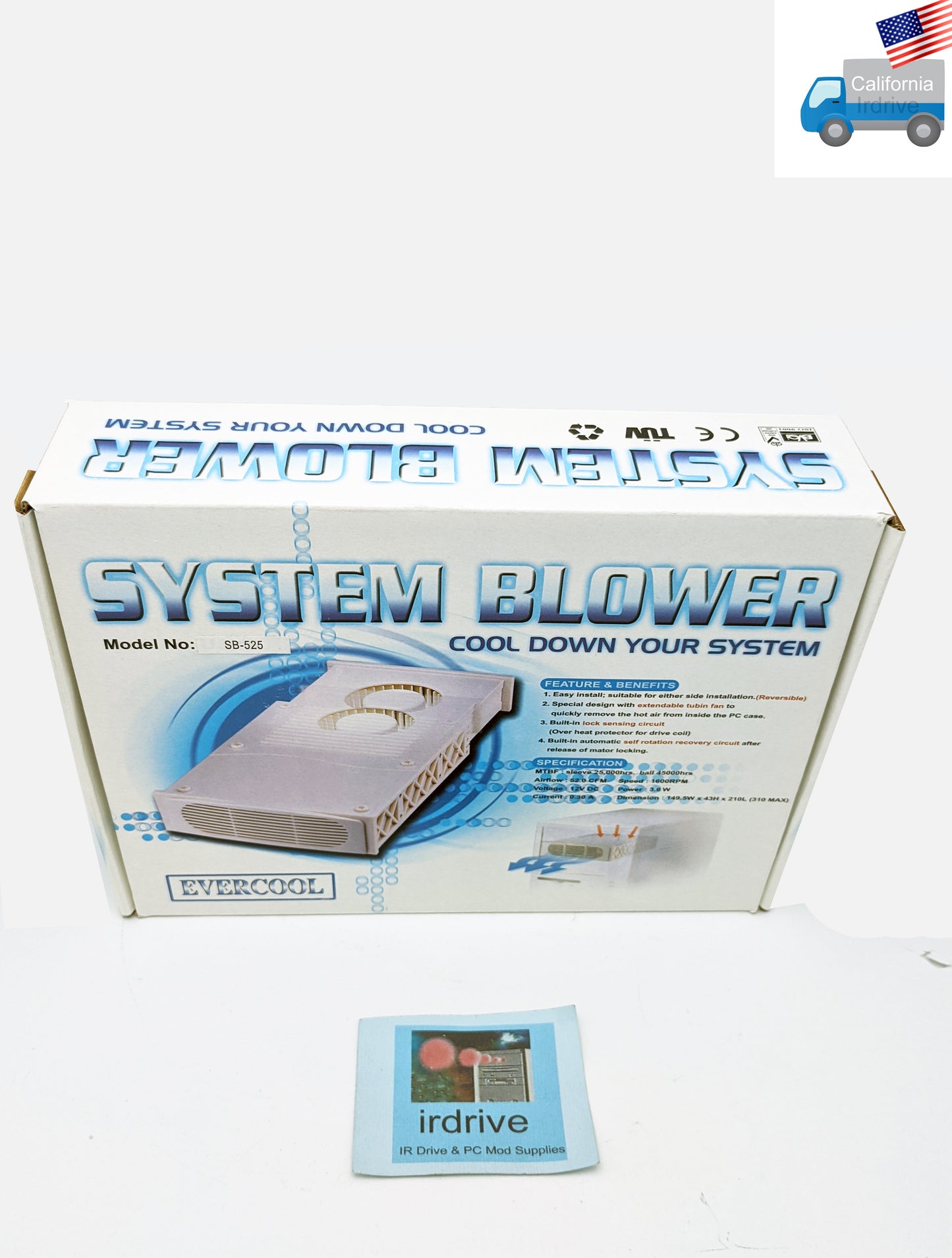 NEW Evercool SB-525 PC 5.25" Drive Bay Mounted System Cooling Blower w/ Fan
