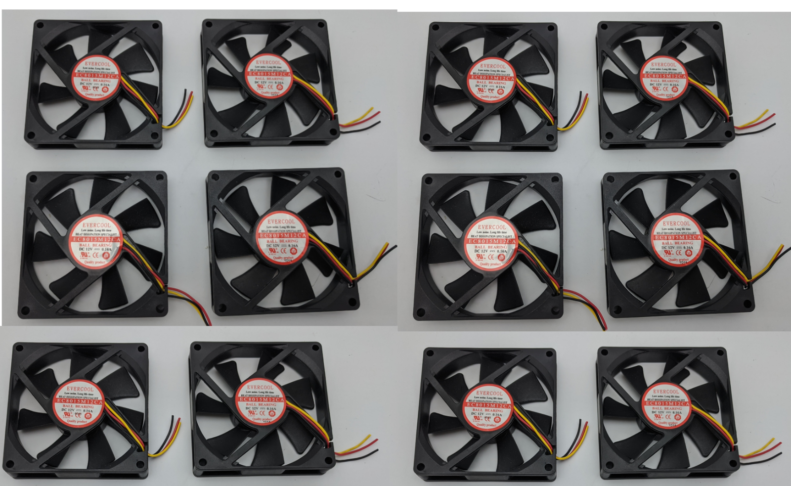 Lot 12: NEW 80mm x 80mm x 15mm 3-wire Stripped Computer PC Ball Bearin ...