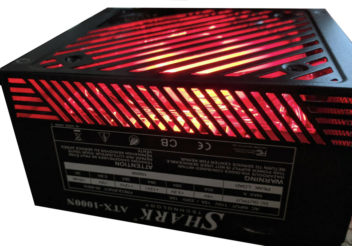 SHARK 1000W Digital RGB LED Fan Dual PCIe Gaming PC Black ATX Power Supply
