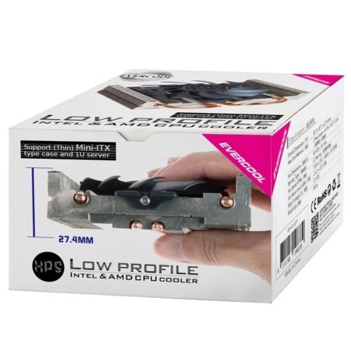 [open box] Evercool HPS-810CP 1U/ Mini ITX/ATX Copper Heatpipe CPU Low Profile Cooler for Intel 1156 1150 1155 LGA 775 Cooling Fan