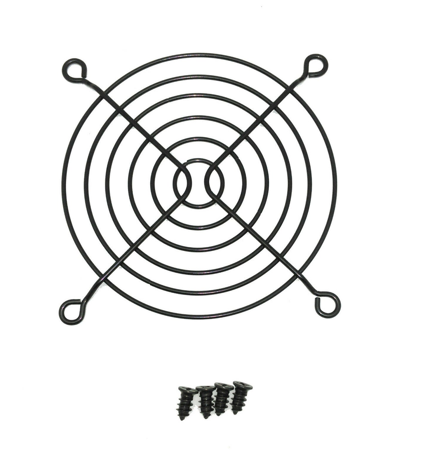 NEW HIGH POWER® 90mm Black Anodized Round Fan Grill, PC Case Installation Screws