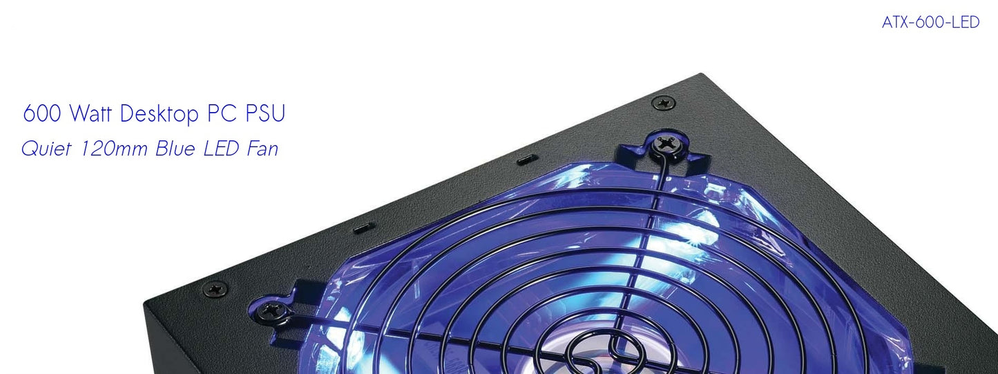 NEW SHARK TECHNOLOGY® 600W LED Gaming 2x PCIe PC ATX 12V Power Supply