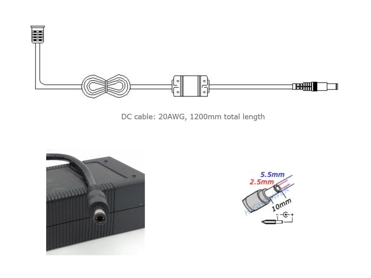 HIGH POWER® HPA-601250U3  REV: A36 60W Energy-Efficient Fanless Level VI LCD Monitor / TV AC Adapter / Mini ITX 12V PC Power Supply