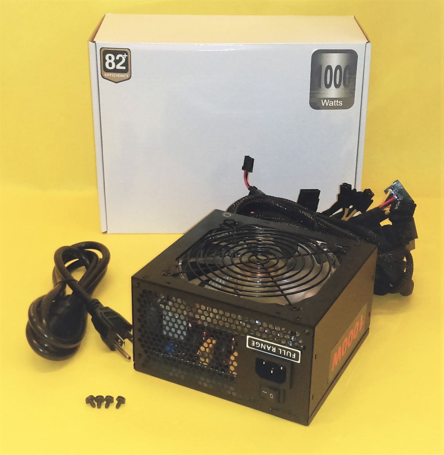 SHARK 1000W 80+ LED Fan Quad PCIe Gaming PC ATX 12V 8-SATA Power Supply, UL CORD
