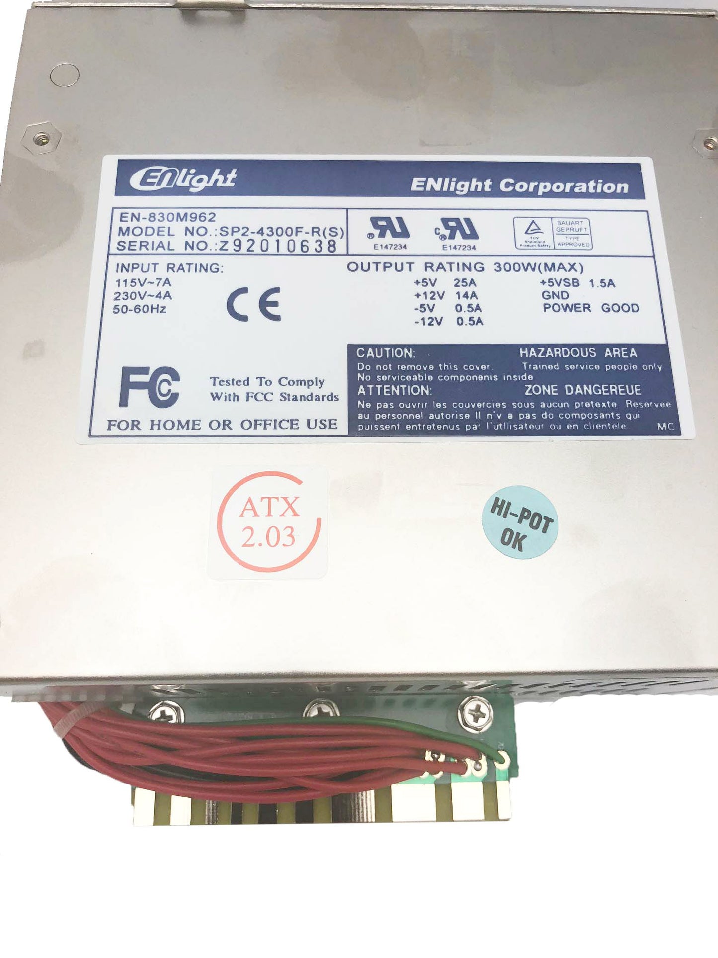 NEW Enlight 300w Zippy SP2-4300F-R(S) EN-830M962 Redundant ATX Power Supply