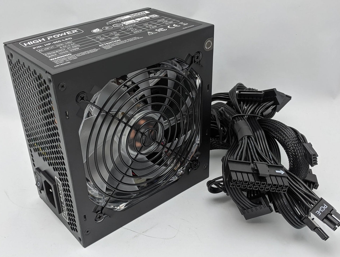 NEW HIGH POWER Quiet 550W Blue LED 80plus Gaming AMD RYZEN PC Power Supply