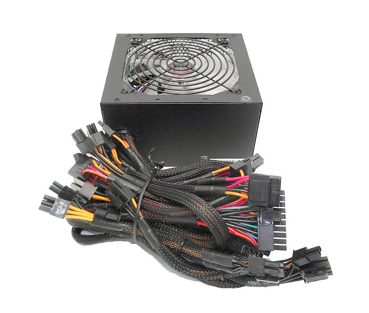 HIGH POWER® HP-750-LED 750-Watt 120mm LED Fan 80+ Efficient Intel i7 Skulltrail/ AMD Ryzen Vega Gaming PC PSU, Quiet Supply