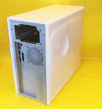 NEW Sleek White Glossy Steel, Blue Front LED Border Mid Tower ATX Gaming PC Case