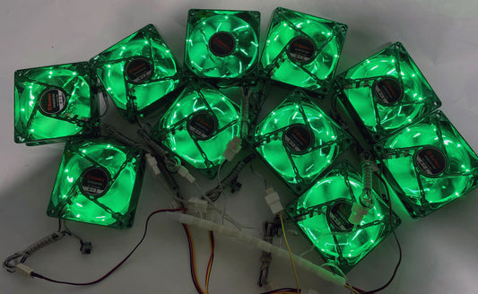 Wholesale Lot 10: NEW 80mm x 25mm Quad LED Cooling Gaming MOD Smart Fans