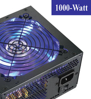 SHARK 1000W 80+ LED Fan Quad PCIe Gaming PC ATX 12V 8-SATA Power Supply, UL CORD