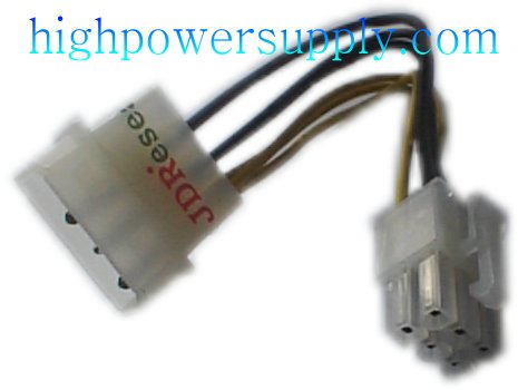Molex Peripheral Power Connector to 6-pin PCI-Express Video Card Power Connector Adapter Cable