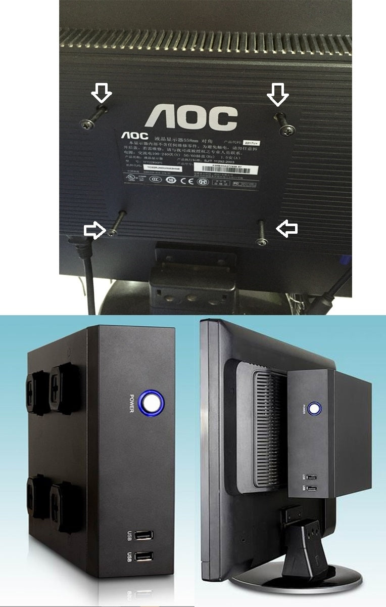 HIGH POWER® mITX-0DB Silent Fanless Mini PC Case 90W (120W peak) Modular Cable Power Supply AND VESA-Mount Kit