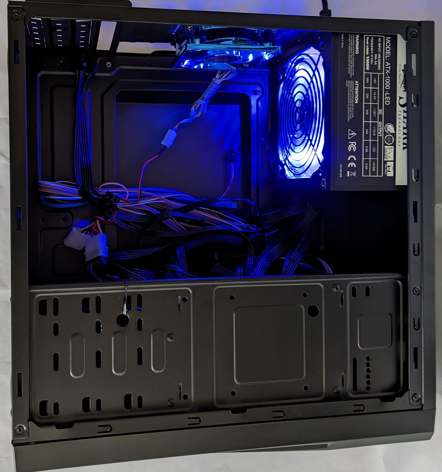 NEW Black MicroATX USB 3.0 PC Tower Case w/ SHARK 1000W LED Power Supply (LED Fan) & 80mm Enermax Blue LED Case Fan
