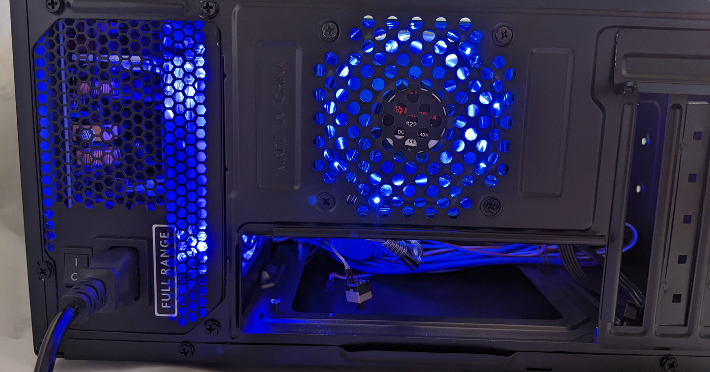 NEW Black MicroATX USB 3.0 PC Tower Case w/ SHARK 1000W LED Power Supply (LED Fan) & 80mm Enermax Blue LED Case Fan