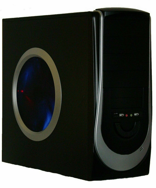 Linkworld 3131-11-c2228u Black & Silver Steel 250mm LED Side Panel Fan Mid Tower ATX Gaming PC Case