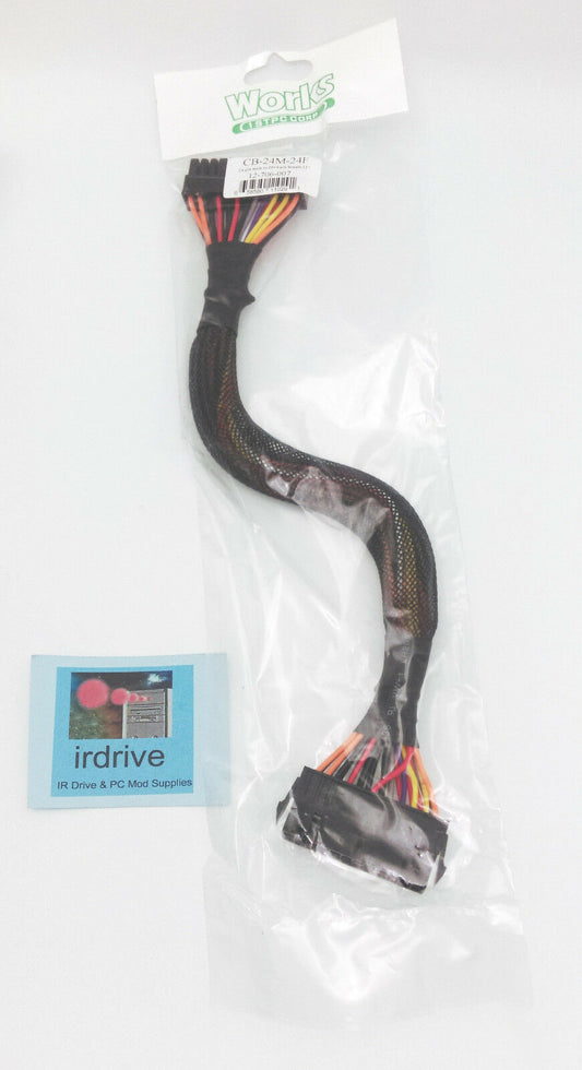 NEW Sleeved 13" PC Power Supply 24-pin ATX Main Connector Extension Cable