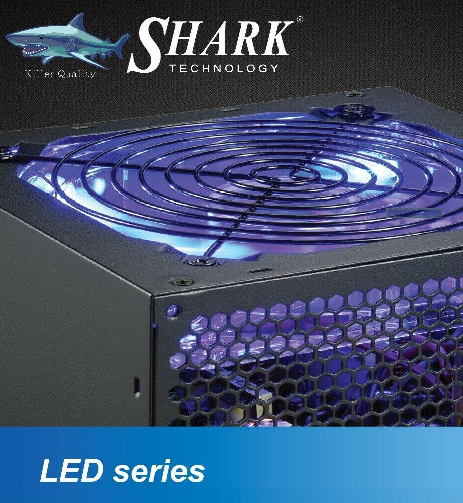 NEW SHARK TECHNOLOGY® 600W LED Gaming 2x PCIe PC ATX 12V Power Supply